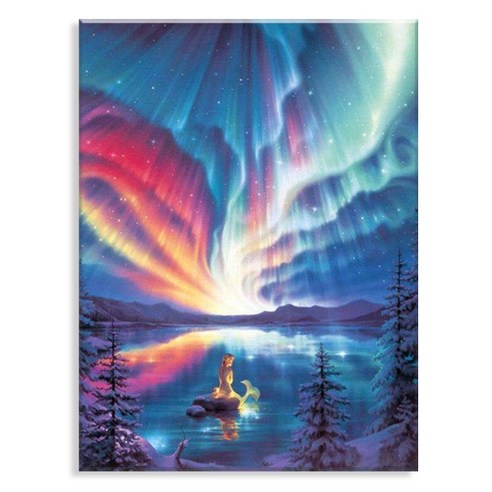 오로라데코덴 캔버스형 보석십자수 40x50cm, MK103 오로라와 인어공주