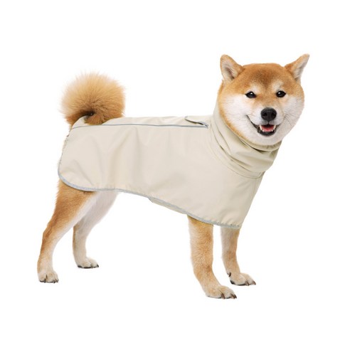 포프린츠 반려동물 야광 반사 바람막이 우비, 베이지