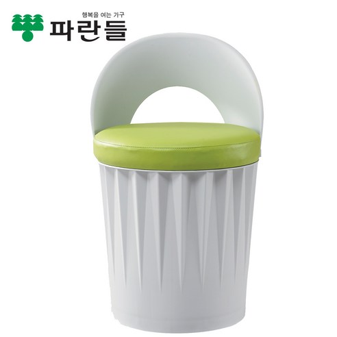 [파란들]드럼체어 일체형 스툴의자, 등받이형_화이트/그린, 1개