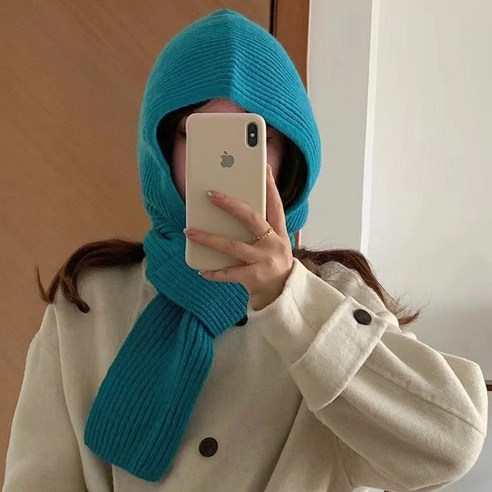 알음알음 바라클라바 머플러 일체형 후드 니트 목도리모자 겨울 모자