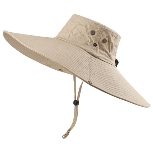 [SW] 새로운 16CM 큰 와이드 브림 여름 어부 모자 패션 솔리드 Sombreros 드 야외 하이킹 비치 모자 메쉬 통기성 안티 자외선 태양 모자, Khaki