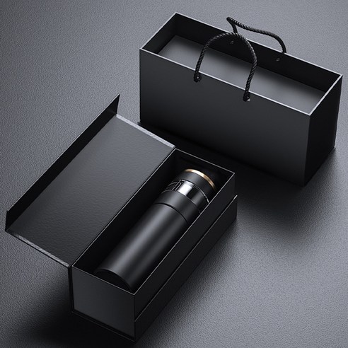 samuhanbin프리미엄 316 스테인리스 티슈 분리컵 세라믹 내피 텀블러, 450ML, 선물케이스에 핸드백+도자기 내담젠틀맨 블랙