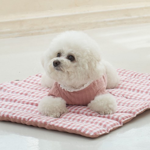 개과천선 어프 강아지 방석 애견 고급 꿀잠 사각 침대 고양이 쿨링원단 쿠션 사계절, 핑크, 1개