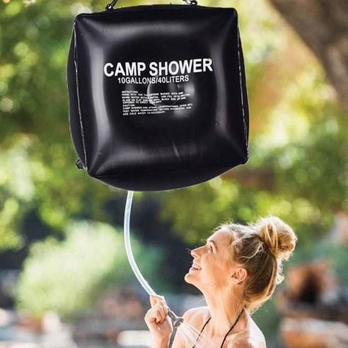 야외용 워터백 10갤런 휴대용 샤워 가방, 1개, 블랙