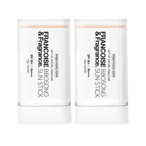 프랑스와즈 뽀송선스틱 SPF50+ 미백 주름개선 모공커버 톤업 선크림 추천, 19g, 2개