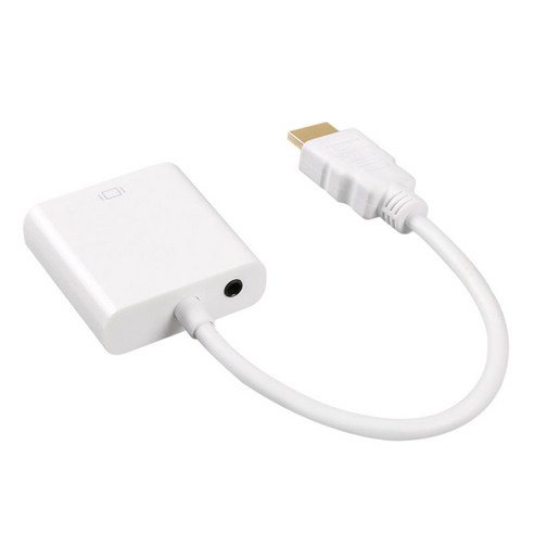 HDMI 케이블 HDMI-VGA 1080P 디지털 오디오 변환기 HDTV HDCP 남성-여성 컴퓨터 데스크탑, 오디오가있는 흰색, 17cm., 아직도