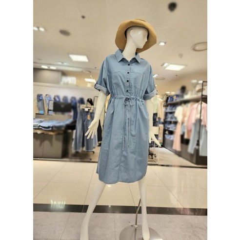 올리브데올리브 허리 스트링 소매 롤업 카라 원피스YW3Mo322(184585 )