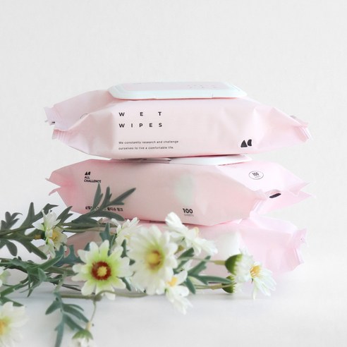 안심 성분과 뛰어난 닦임성으로 엄마의 걱정을 덜어주는 올챌린지 보이는 물티슈 핑크
