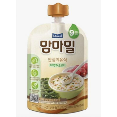 맘마밀 안심 이유식, 미역과 소고기, 100g, 10개