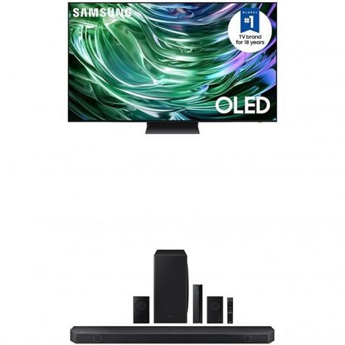 삼성 77인치 클래스 S90D OLED 4K 스마트 TV 그래파이트 블랙 HWQ910D 9.1.2ch 사운드바 w돌비 오디오 서라운드 사운드 확장 적응형 무선 서브우퍼 2024, 77-Inch, TV w/Q910D Soundbar