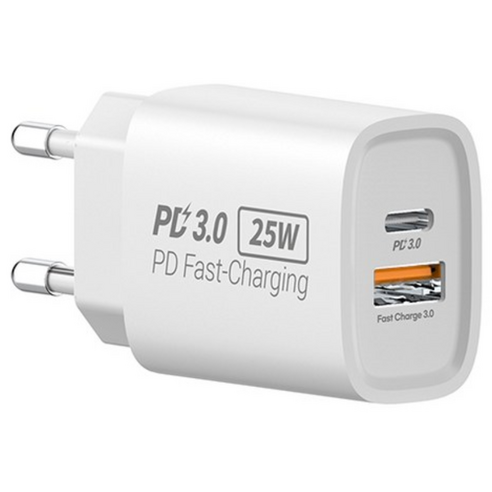 프라임큐 PD 3.0 PPS 25W 초고속 2포트 고속 충전기, 화이트, 1개