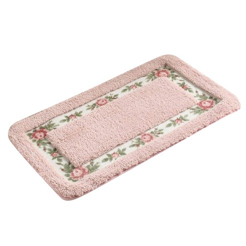 Retemporel 목가적 인 스타일 목욕 카펫 직사각형 매트 미끄럼 방지 샤워 룸 러그 바닥 장식 화장실 (40X60Cm) C, 분홍