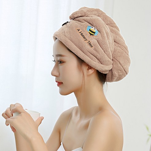 드라이캡녀 하이퍼 아쿠아수건 타월 욕모신기 신규백 두껍게, 25*65±1cm, 카키