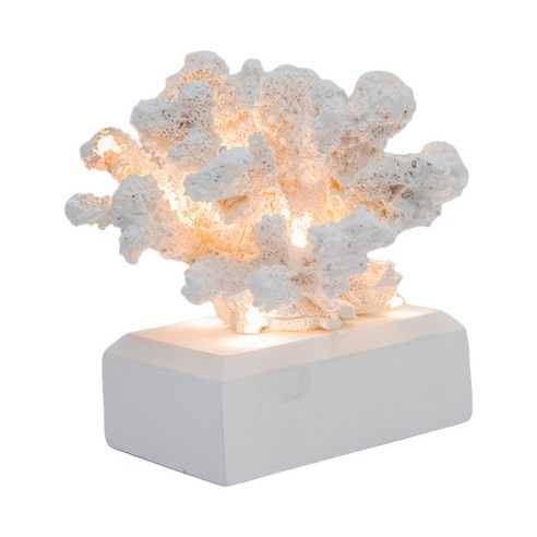 산호 인형 LED 조각 동상 공예 책상 거실 장식을위한 미니어처, 수지, 하얀