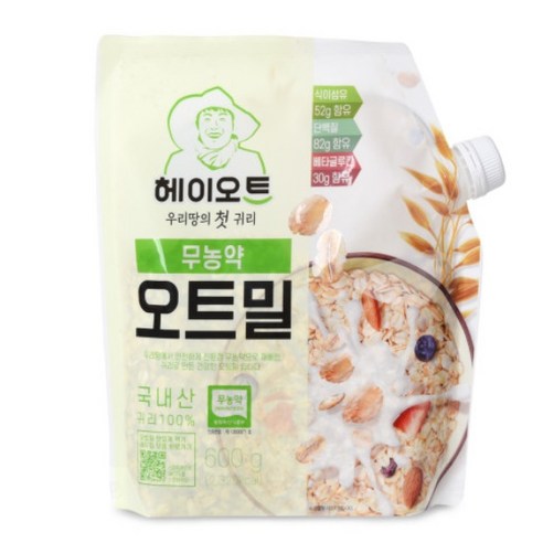 [두보식품] 헤이오트 국산 무농약 오트밀 600g, 1개