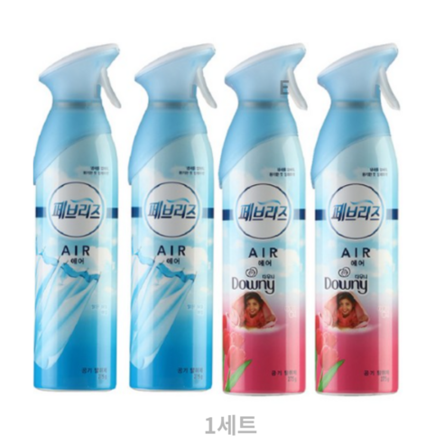 페브리즈 공기탈취제 에어 맑은하늘바람 275g 2개 + 다우니향기 275g 2개, 1.1kg, 1세트