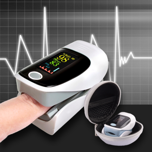 산소포화도 측정기 산소농도 맥박측정기 PULSEOXIMETER 한글설명서 제공, 1개입, 2개, [BEST]디럭스형(안전 파우치 포함)