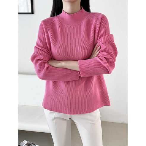 마이뚜뚜 여성 고급 기본 이너 긴팔 반목 폴라티