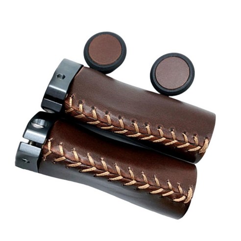 자전거 핸들 그립 산악 자전거 MTB Brompton 자전거 핸들 바 그립 BMX 접이식 자전거 경량 미끄럼 방지 용 인체, 갈색, 10x5cm, 가죽