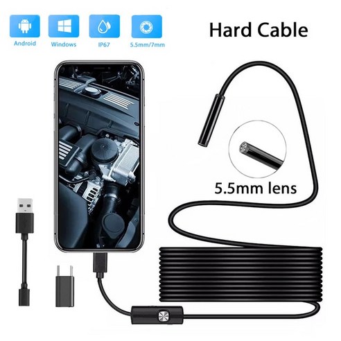 3IN1 산업 내시경 카메라 IP67 방수 5.5 미리메터/7 미리메터 6LED 조절 전화 PC USBC, 1.5m, 5.5mm Hard Cable, 02 1.5m, 02 5.5mm Hard Cable_02 1.5m