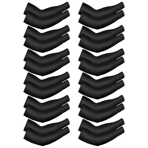 Monland 12 쌍 남여 공용 UV 보호 슬리브 긴 팔 냉각 암 커버, 검은 색