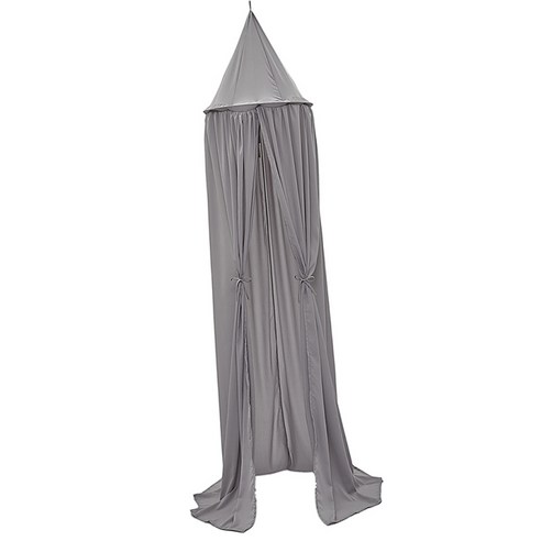 쉬폰 침대 캐노피 돔 모기장 공주 침대 그물 드레이프 높이 240cm/7.8ft 소녀/소년을 위한 설치 무료, 회색, 설명