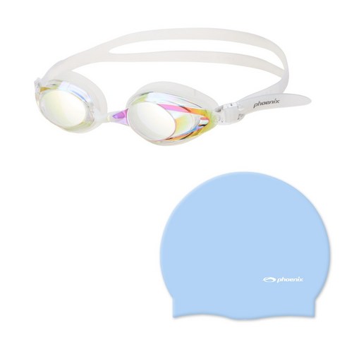 피닉스 미러수경 PN-702M + 실리콘 수모 솔리드형 SET, PN-702M_클리어 + 솔리드형_라이트블루, 1개