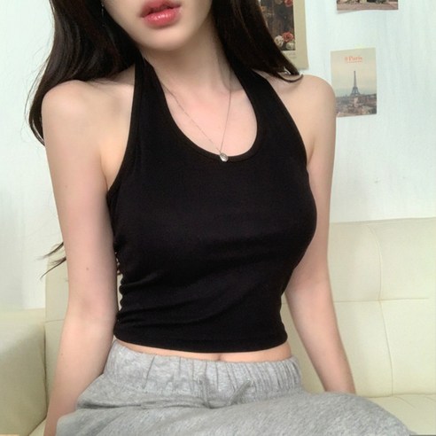라뷰마켓 극락가는 착용감! -3kg 헬린 홀터 나시 4color [홀터넥/크롭나시/스판나시/레이어드나시]