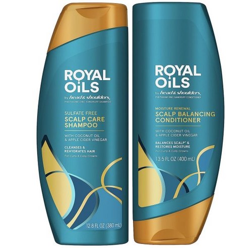 헤드앤숄더 컨디셔너 Head Shoulders Royal Oils 샴푸 및 세트 �� 비듬 방지 두피 케어 샴푸(12.8 Fl Oz.) 모이스처 리뉴얼 밸런싱 곱슬 축축한 모발용