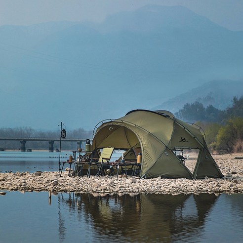 TOMOUNT 돔 쉘터 G 화목난로 돔 텐트, 아미그린