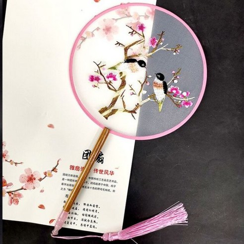 원형부채 빈티지부채 복고풍부채 복고풍 빈티지 여름 핸드메이드 공예 엔틱 폴딩, SKU-6