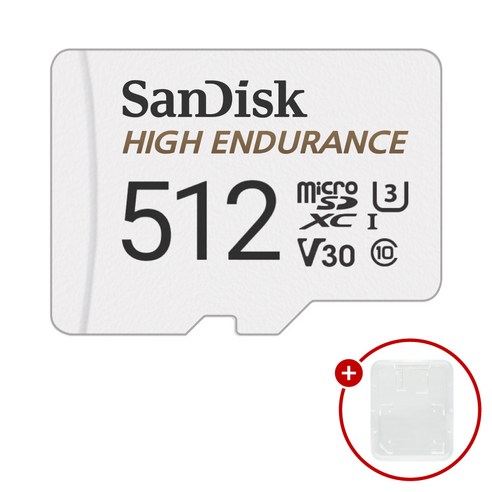 샌디스크 마이크로SD카드 High Endurance 하이엔듀런스 SDSQQNR-512GB + SD카드 케이스, 1개, 512GB