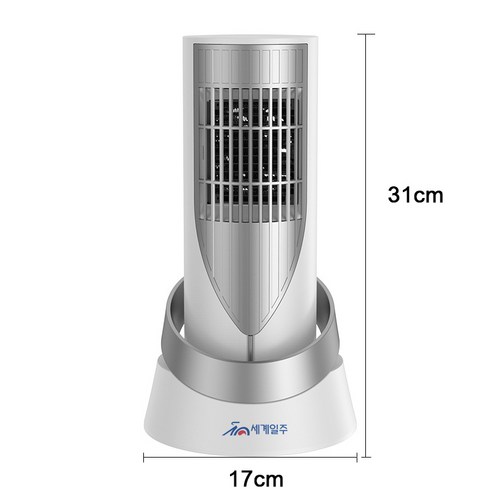 라디에이터  세계일주 가정용 타워형 PTC 전기히터 스마트 온풍기 T41T-SJM, 흰색