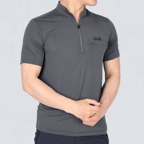 [이지바이] 국내생산 쿨데일리 남성 냉감 여름 등산 작업복 반팔 집업티셔츠