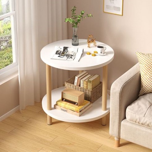 살림살림 모던 라운드 스퀘어 침대옆 미니 협탁 사이드테이블, 원형협탁
