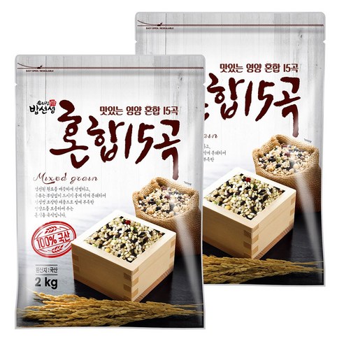 국산100% 혼합15곡 4kg (2kg 2봉) 잡곡, 1개, 1개