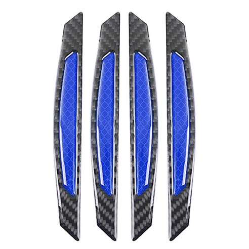 Xzante 4개 자동차 도어 경고 스티커 충돌 방지 반사 스트립 탄소 섬유 스크래치 트림 블루, 파란색