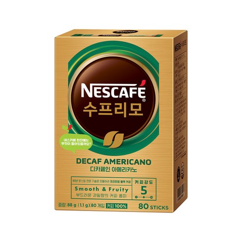 네스카페 수프리모 디카페인 아메리카노 80T, 1.1g, 80개입, 1개