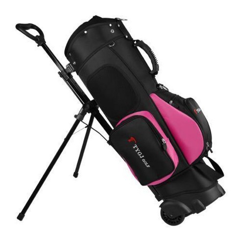 골프존마켓  골프백세트 초경량골프백 골프 가방 잡아 당기는 공 가방 타이로드 풀리 어깨 백 브래킷 백 볼 백 표준 가방, 핑크 블랙