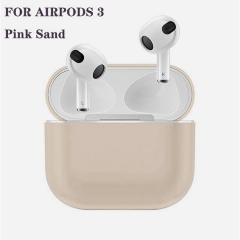 2021 에어팟 3 무선 블루투스 이어폰 보호 케이스용 공식 소프트 리퀴드 실리콘 케이스, 에어팟 3의 경우, Pink Sand