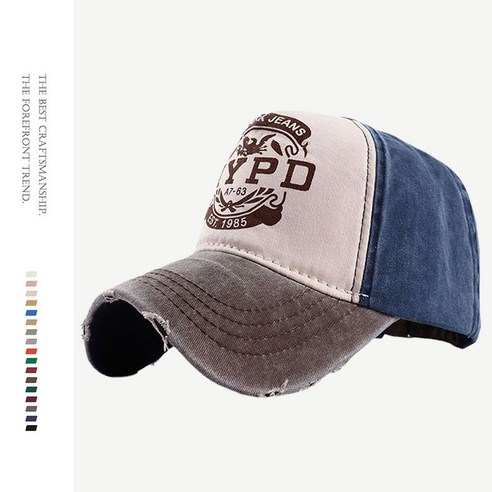 모자 여자 겨울 블라인드 작은 프린트 야구 모자 남자 한국 캐주얼 오리털 모자, NYPD 네이비 후드+커피색 후드, 조절 가능
