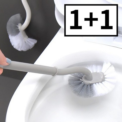 오리치 1+1 S자형 커브 화장실 변기청소솔, 2개, 그레이