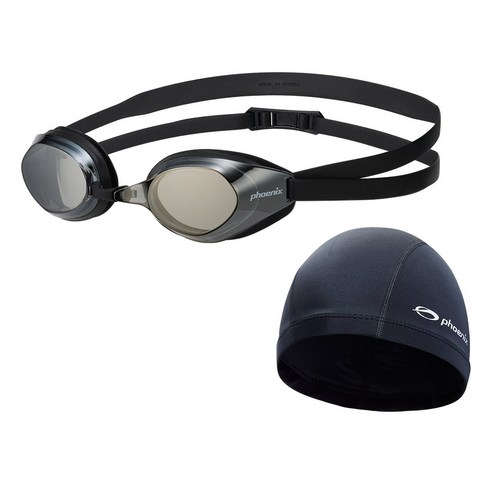 피닉스 미러수경 PN-208M + 스판수모 SET, 블랙