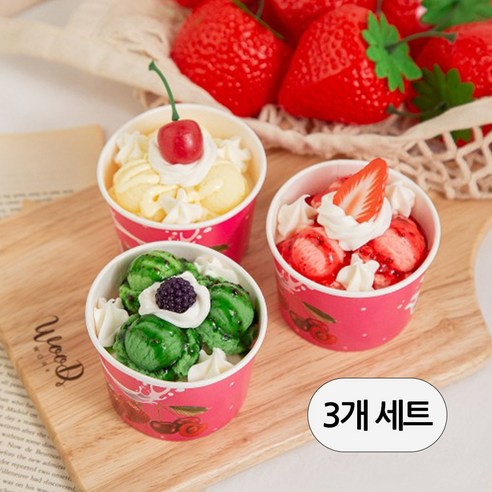 [데코봉봉] 과일 미니컵 아이스크림 모형 3개 세트