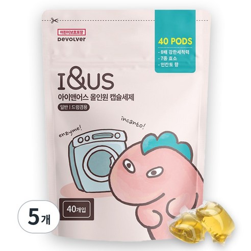 아이앤어스 올인원 초고농축 캡슐세제, 5개, 40개입