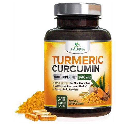 네이처스뉴트리션 터메릭 커큐민 2600mg 240캡슐 Natures Nutrition Turmeric Curcumin, 240개, 1개