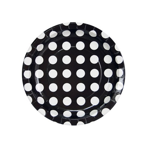 피플스파티 파티접시 (소) 도트무늬 18cm, 블랙, 2개, 18p