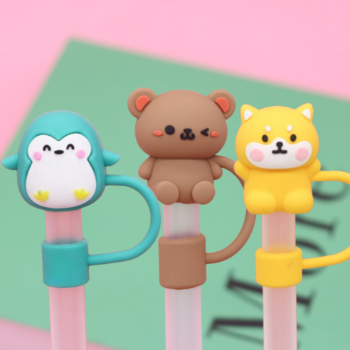 주니니몰 스텐리호환 실리콘 빨대마개 10MM, 펭귄1P곰1P댕댕1P, 1세트