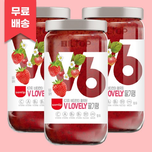 삼립 V6 VLovely 딸기잼 380g x 3개(과일잼)_m, 3개