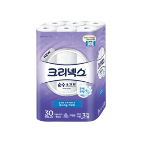 크리넥스 3겹 순수소프트 30MX30롤 1팩, 1개